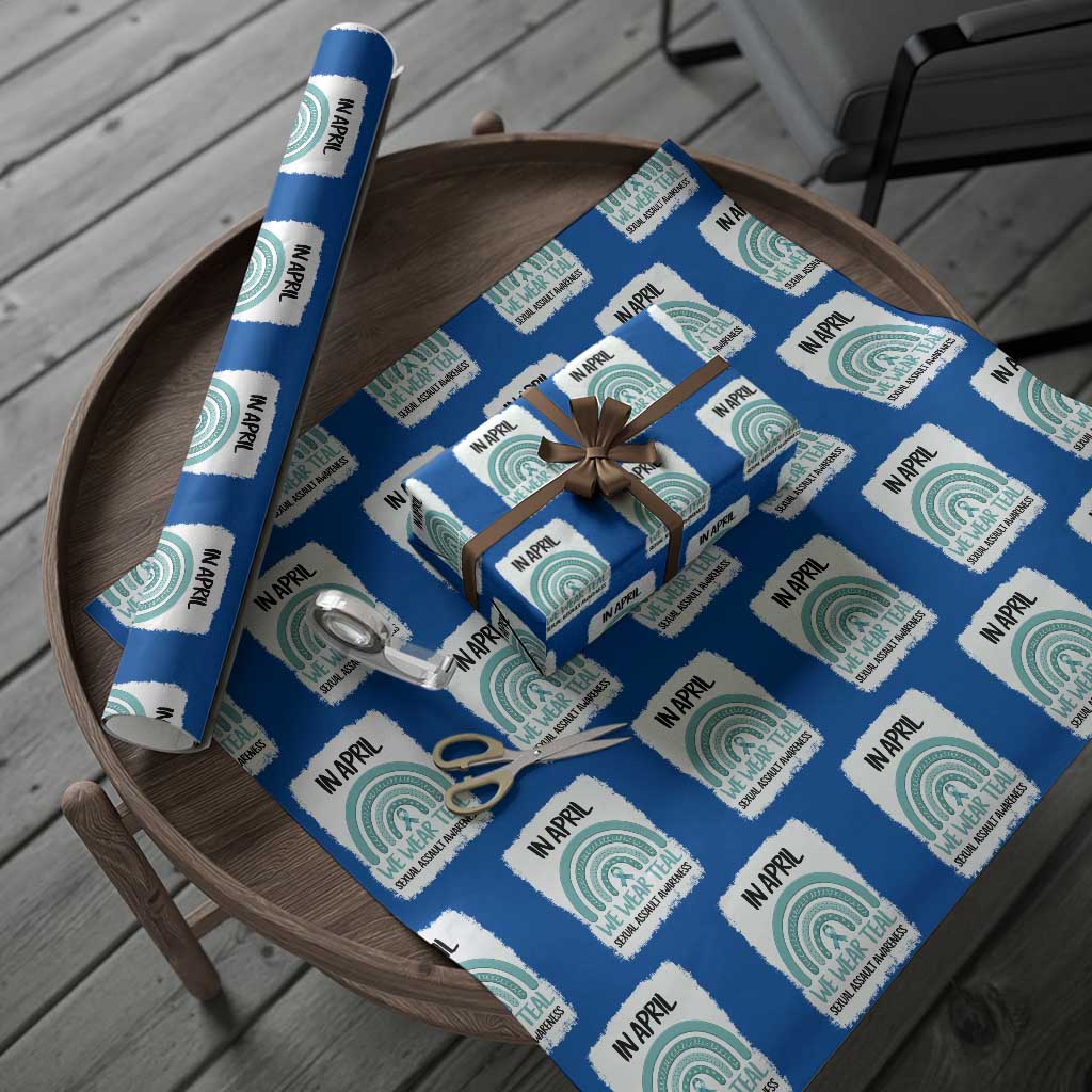 Sexual Assault Awareness Wrapping Paper Roll In April We Wear Teal Ribbon TS14 Blue Print Your Wear