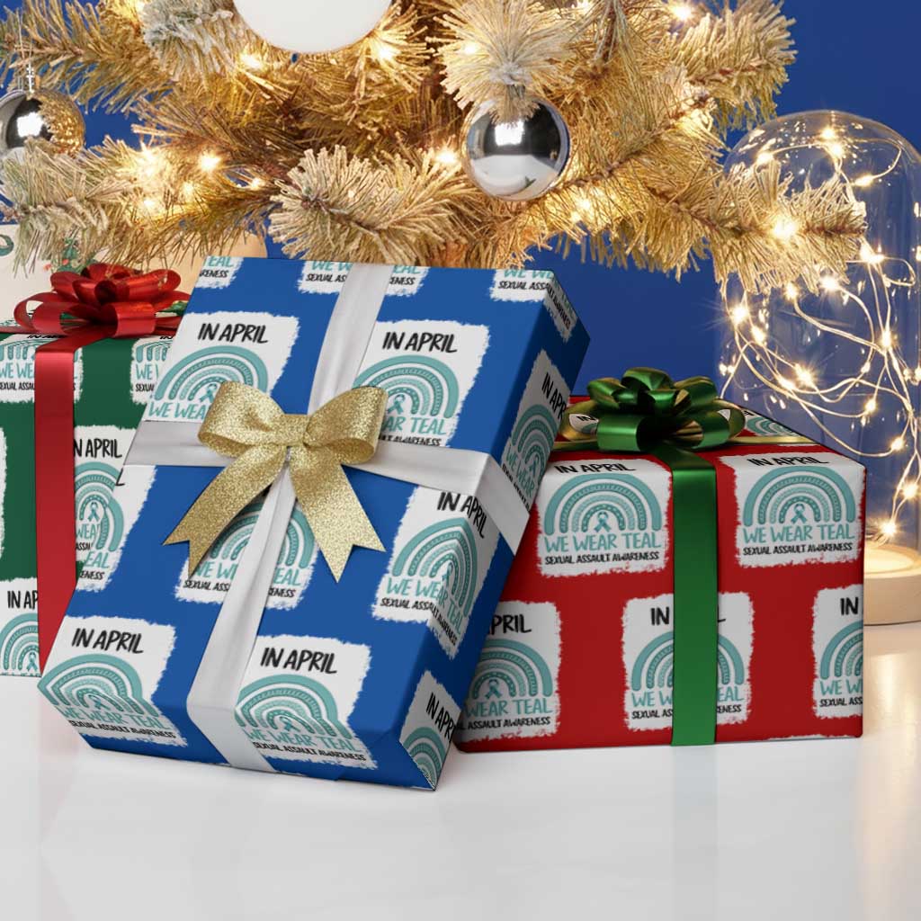 Sexual Assault Awareness Wrapping Paper Roll In April We Wear Teal Ribbon TS14 Print Your Wear