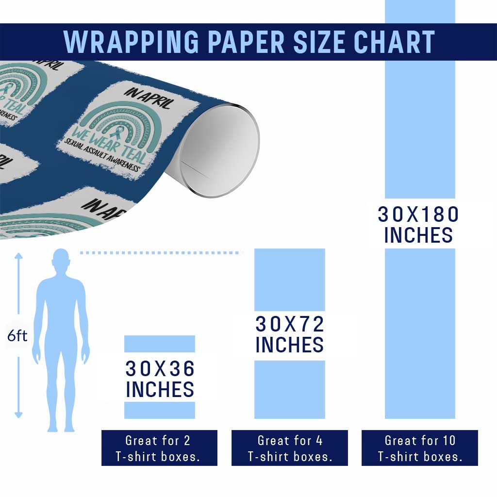 Sexual Assault Awareness Wrapping Paper Roll In April We Wear Teal Ribbon TS14 Print Your Wear