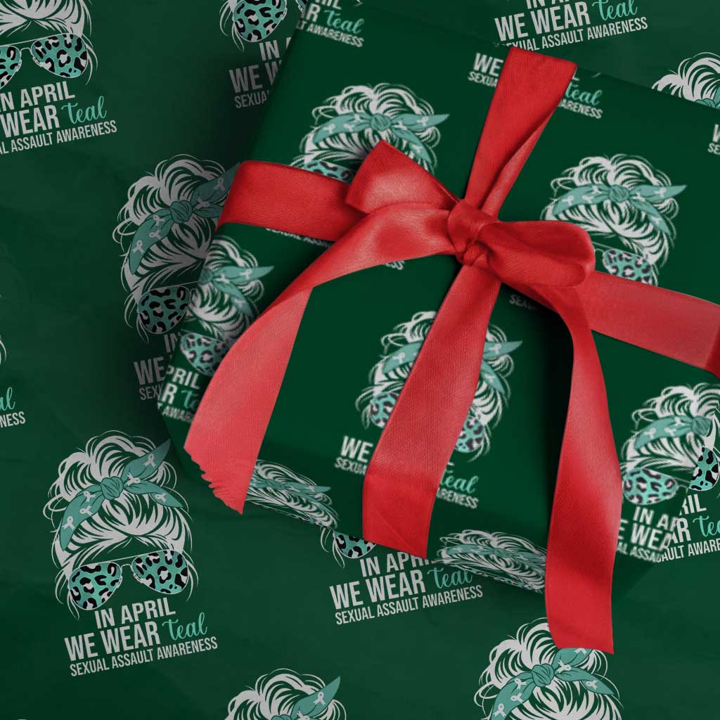 Sexual Assault Awareness Wrapping Paper Roll In April We Wear Teal Women TS10 Green Print Your Wear