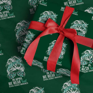 Sexual Assault Awareness Wrapping Paper Roll In April We Wear Teal Women TS10 Green Print Your Wear