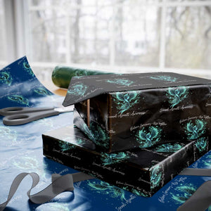 Sexual Assault Awareness Wrapping Paper Roll Phoenix Bird Reborn Rising Born Again Firebird Teal Ribbon TS10 Black Print Your Wear