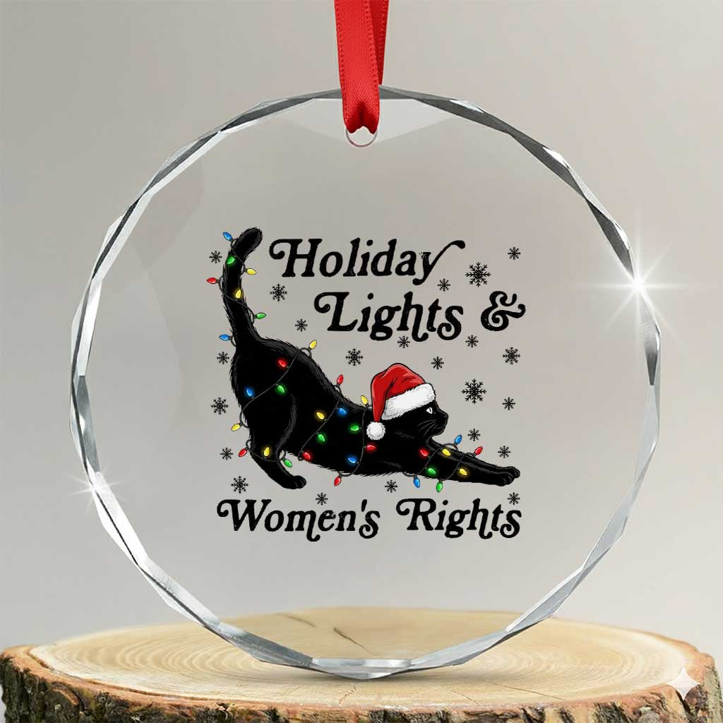 Sexy Cat Holiday Lights Womens Rights Supporter Crystal Glass Ornament Christmas Feminist Gift TS12 Transparent Glass 3'' Circle Print Your Wear
