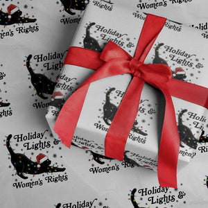 Sexy Cat Holiday Lights Womens Rights Supporter Wrapping Paper Roll Christmas Feminist Gift TS12 White Print Your Wear