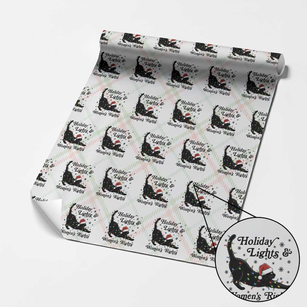 Sexy Cat Holiday Lights Womens Rights Supporter Wrapping Paper Roll Christmas Feminist Gift TS12 Christmas Plaid Print Your Wear
