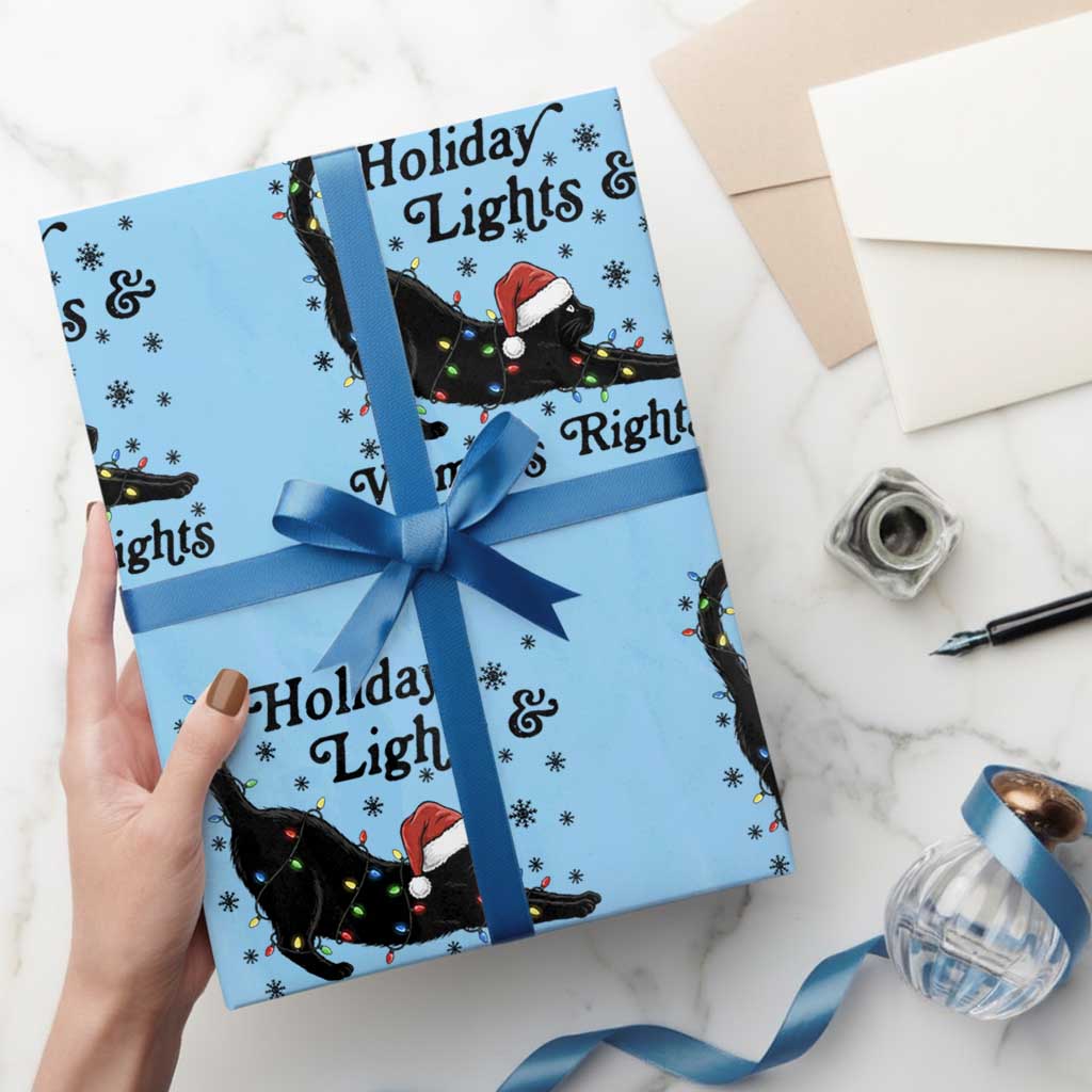 Sexy Cat Holiday Lights Womens Rights Supporter Wrapping Paper Roll Christmas Feminist Gift TS12 Light Blue Print Your Wear