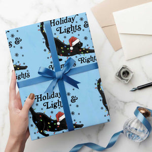 Sexy Cat Holiday Lights Womens Rights Supporter Wrapping Paper Roll Christmas Feminist Gift TS12 Light Blue Print Your Wear