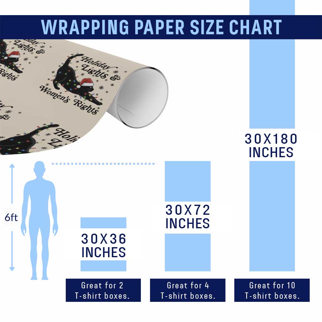 Sexy Cat Holiday Lights Womens Rights Supporter Wrapping Paper Roll Christmas Feminist Gift TS12 Print Your Wear