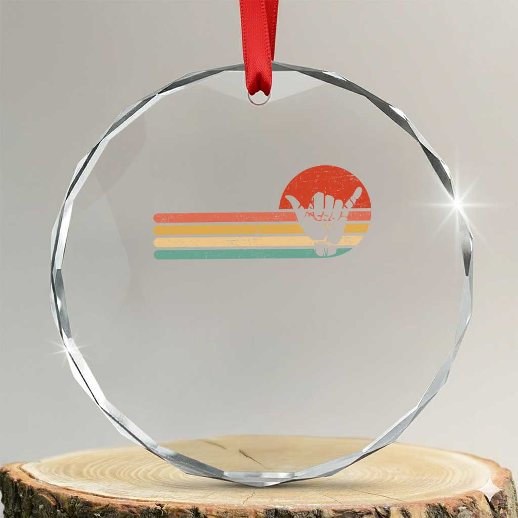 Shaka Hand Crystal Glass Ornament Retro Vintage Shaka Sign Rasta Hawaii Hawaiian TS10 Transparent Glass 3'' Circle Print Your Wear