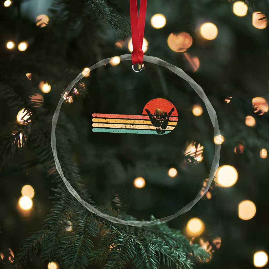 Shaka Hand Crystal Glass Ornament Retro Vintage Shaka Sign Rasta Hawaii Hawaiian TS10 Print Your Wear