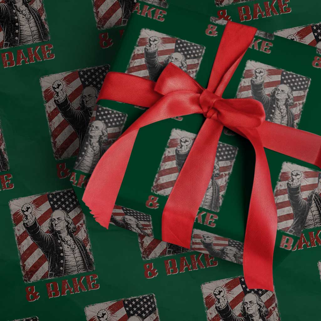 Shake And Bake Benjamin Franklin 4th of July Couple Matching Wrapping Paper Roll TS11 Green Print Your Wear