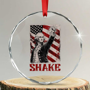Shake And Bake George Washington 4th of July Couple Matching Crystal Glass Ornament