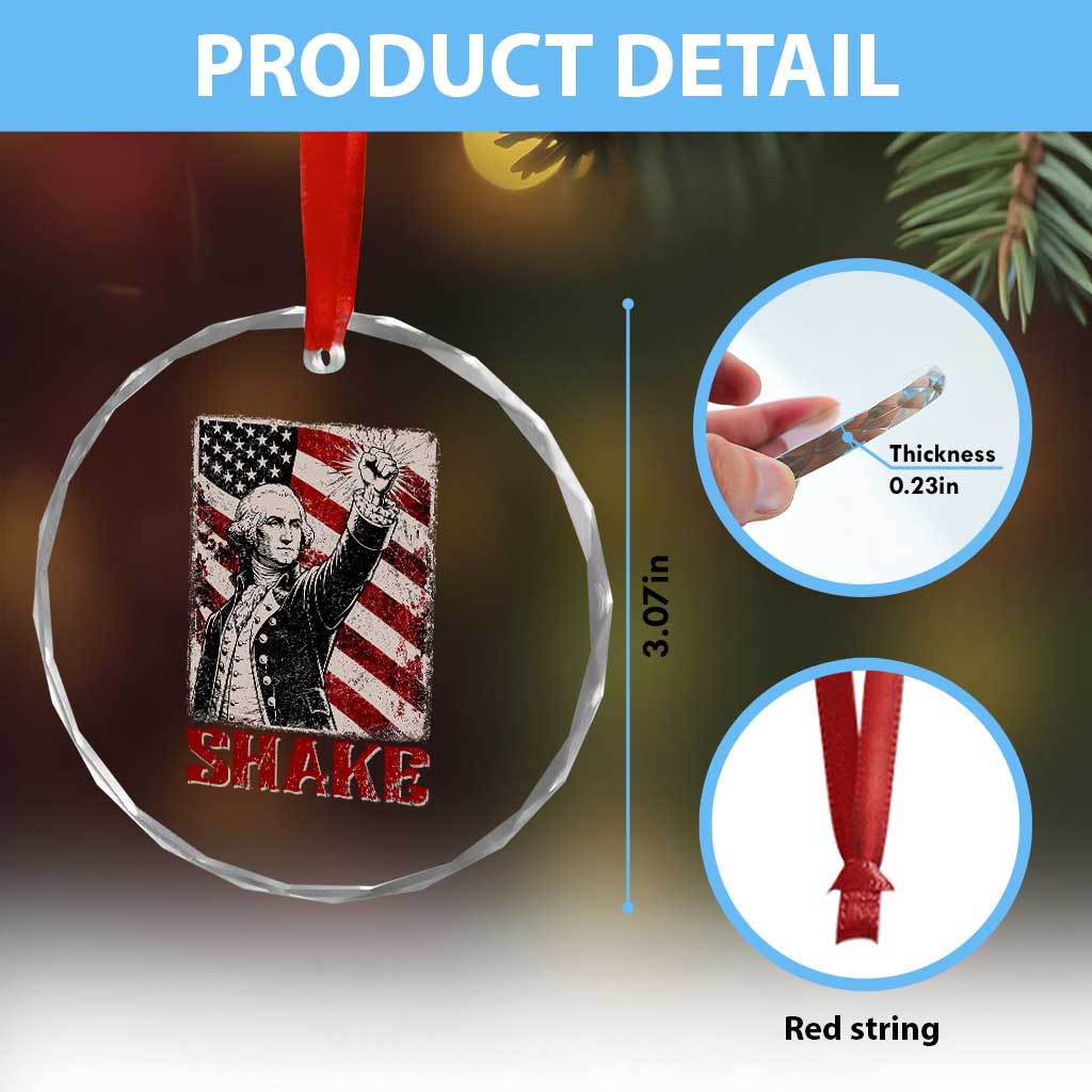 Shake And Bake George Washington 4th of July Couple Matching Crystal Glass Ornament