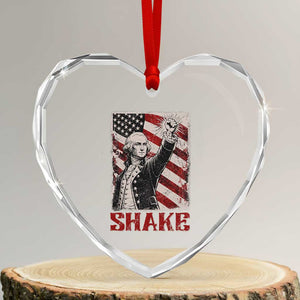 Shake And Bake George Washington 4th of July Couple Matching Heart Crystal Glass Ornament