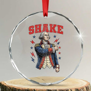 Shake Funny George Washington Patriotic Graphic Matching Crystal Glass Ornament Vintage Founding Father Distressed Stars and Lightning Bolts Dynamic Duo TS02 Transparent Glass 3'' Circle Print Your Wear