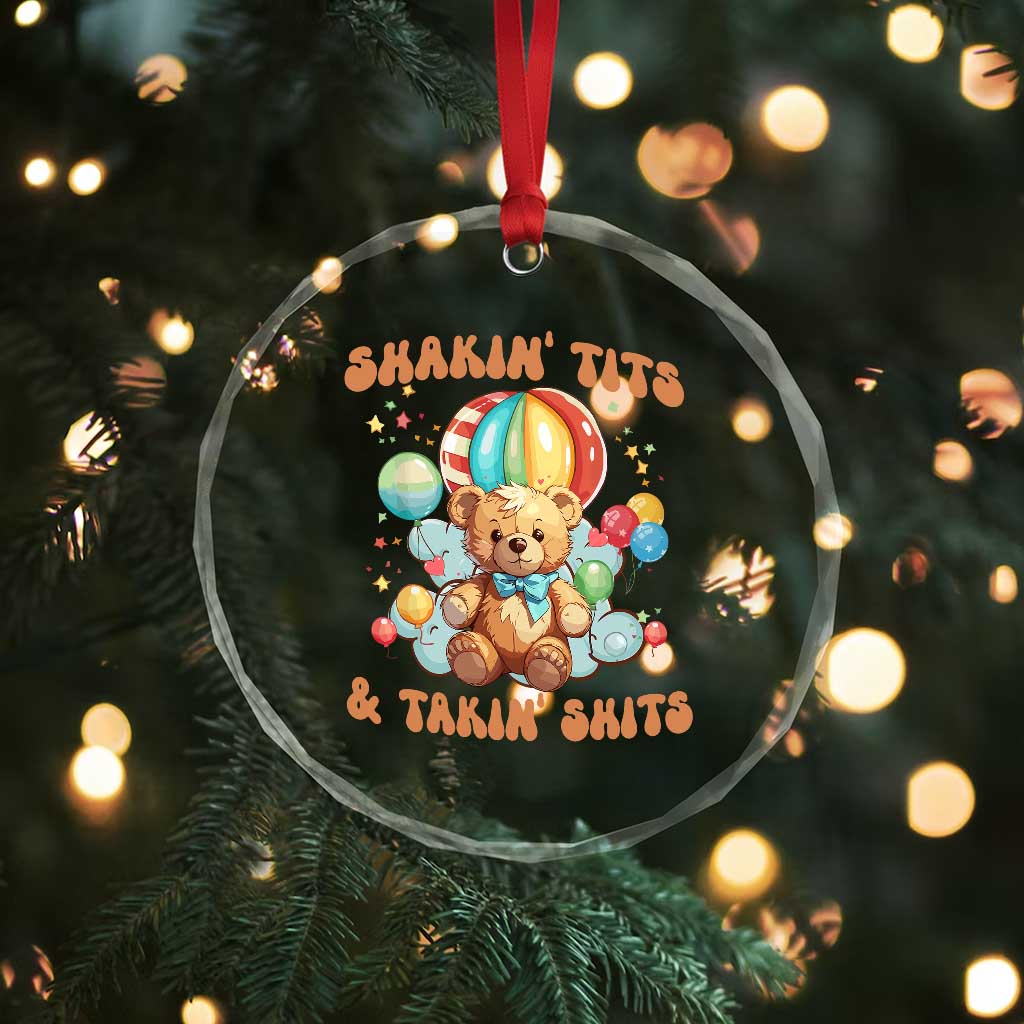Shakin' Tits and Takin' Shits Crystal Glass Ornament Naughty Funny Inappropriate TS10 Print Your Wear
