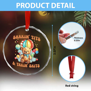 Shakin' Tits and Takin' Shits Crystal Glass Ornament Naughty Funny Inappropriate TS10 Print Your Wear