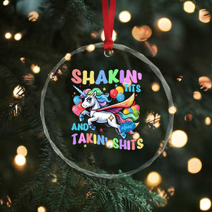 Shakin' Tits and Takin' Shits Crystal Glass Ornament Naughty Funny Unhinged Unicorn TS10 Print Your Wear