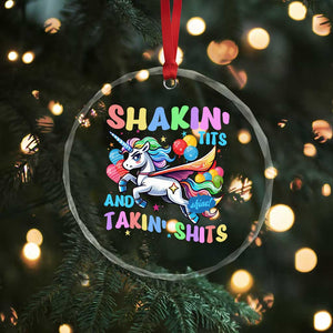 Shakin' Tits and Takin' Shits Crystal Glass Ornament Naughty Funny Unhinged Unicorn TS10 Print Your Wear