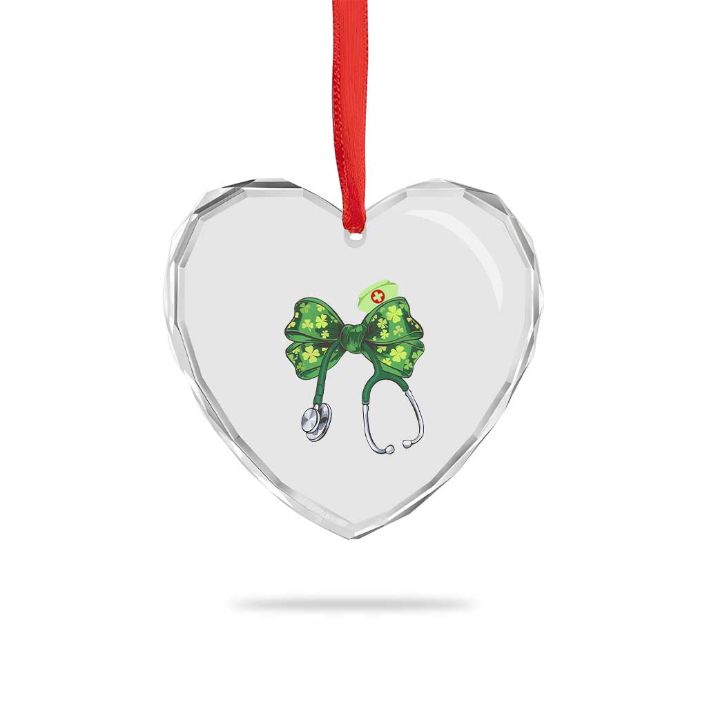 Shamrock Coquette Bow Stethoscope Heart Crystal Glass Ornament Registered Nurse Nursing St Patricks Day TS02 Print Your Wear