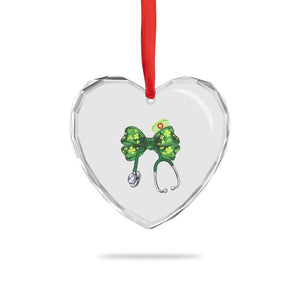 Shamrock Coquette Bow Stethoscope Heart Crystal Glass Ornament Registered Nurse Nursing St Patricks Day TS02 Print Your Wear