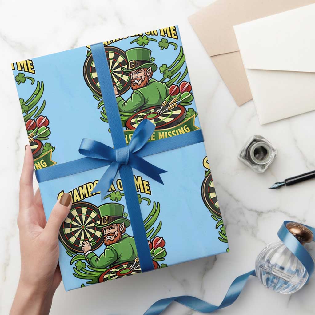 Shamrock On Me Youre Missing Wrapping Paper Roll St Patricks Day Darts Player Gift TS12 Light Blue Print Your Wear