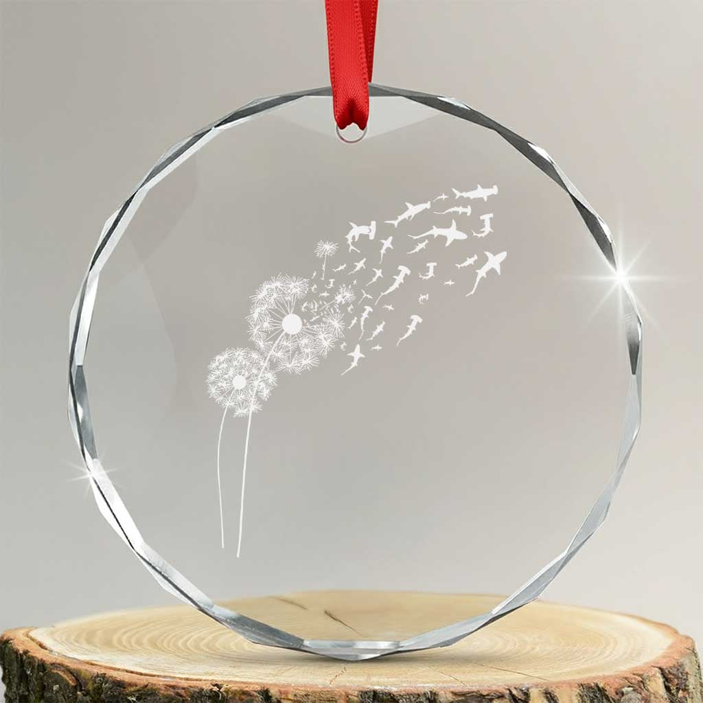 Shark Dandelion Flower for Ocean Wildlife Lover Crystal Glass Ornament TS11 Transparent Glass 3'' Circle Print Your Wear