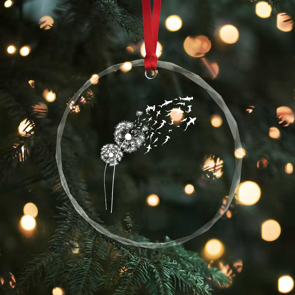 Shark Dandelion Flower for Ocean Wildlife Lover Crystal Glass Ornament TS11 Print Your Wear
