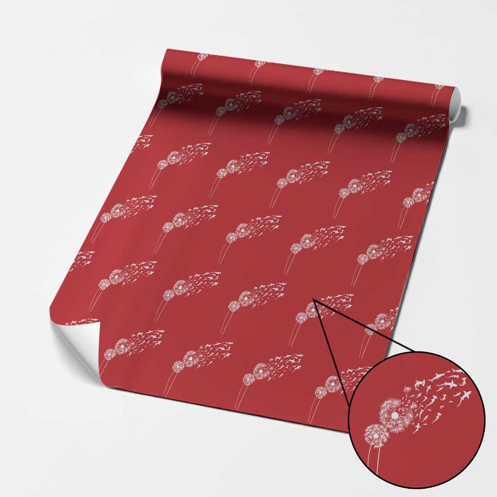 Shark Dandelion Flower for Ocean Wildlife Lover Wrapping Paper Roll TS11 Red Print Your Wear
