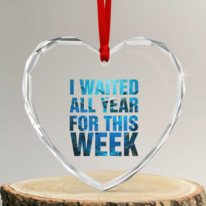 Shark Lover Week Gift Heart Crystal Glass Ornament I Waited All Year For This Week