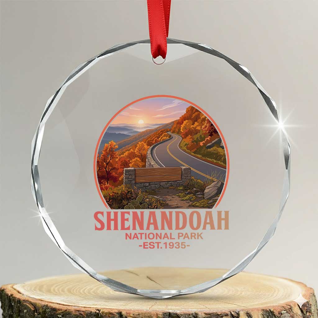 Shenandoah National Park Crystal Glass Ornament Vintage Virginia Mountain Landscape TS14 Transparent Glass 3'' Circle Print Your Wear