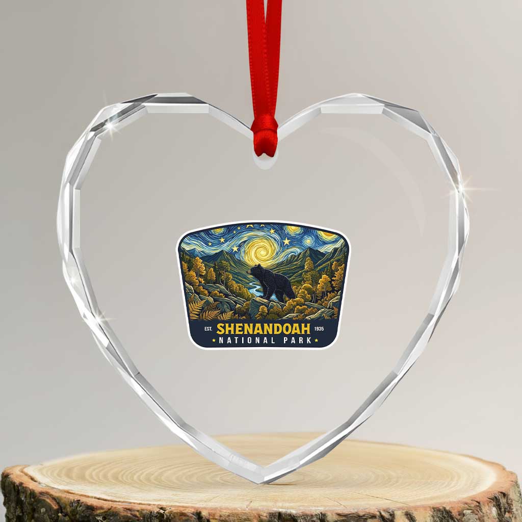 Shenandoah National Park Heart Crystal Glass Ornament Starry Night Virginia Bear Mountain TS14 Transparent Glass 3'' Heart Print Your Wear