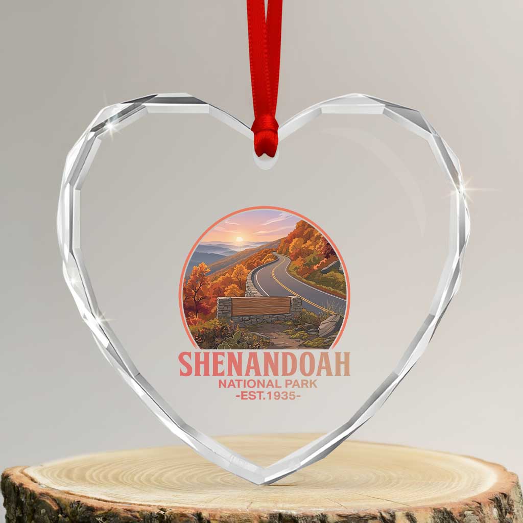 Shenandoah National Park Heart Crystal Glass Ornament Vintage Virginia Mountain Landscape TS14 Transparent Glass 3'' Heart Print Your Wear
