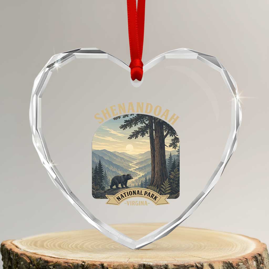 Shenandoah National Park Heart Crystal Glass Ornament Vintage Virginia Nature Mountain Bear TS14 Transparent Glass 3'' Heart Print Your Wear