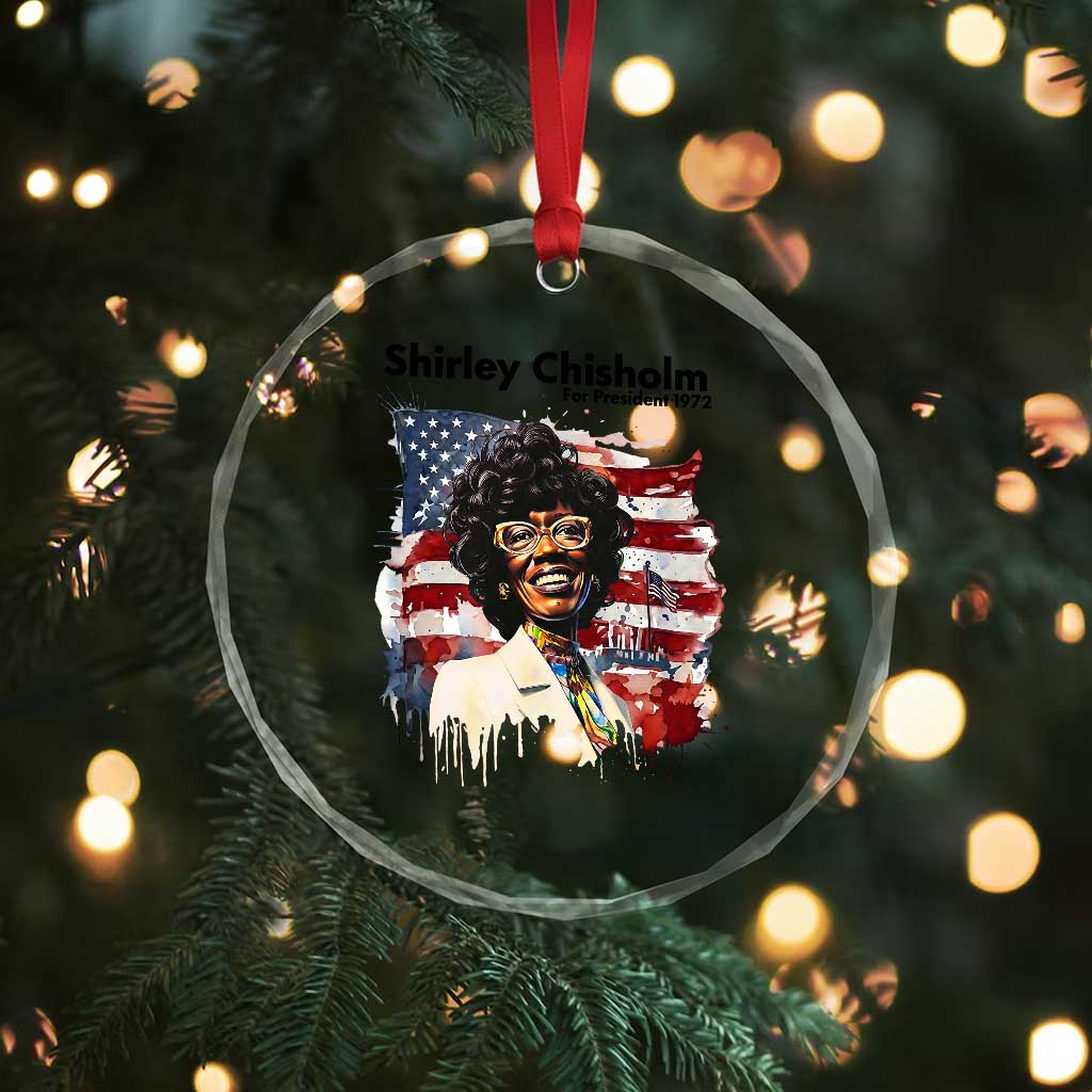 Shirley Chisholm For President 1972 With American Flag Crystal Glass Ornament TS12 Print Your Wear
