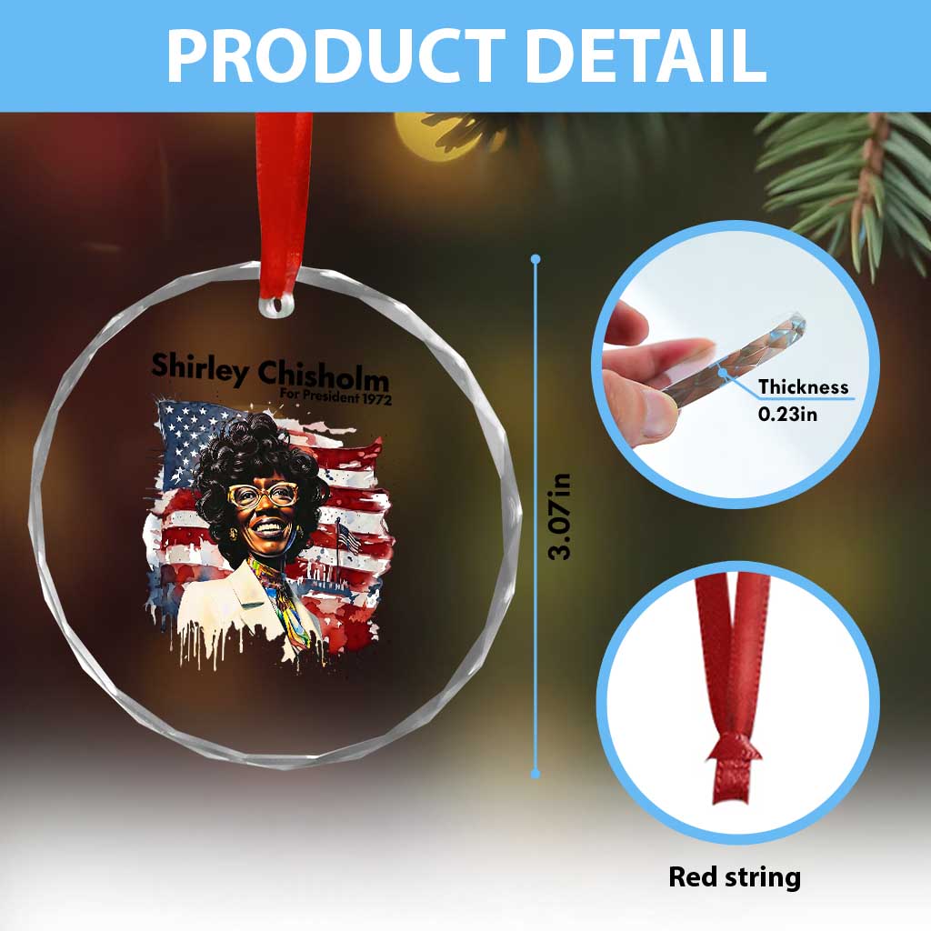 Shirley Chisholm For President 1972 With American Flag Crystal Glass Ornament TS12 Print Your Wear