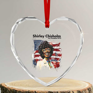 Shirley Chisholm For President 1972 With American Flag Heart Crystal Glass Ornament TS12 Transparent Glass 3'' Heart Print Your Wear