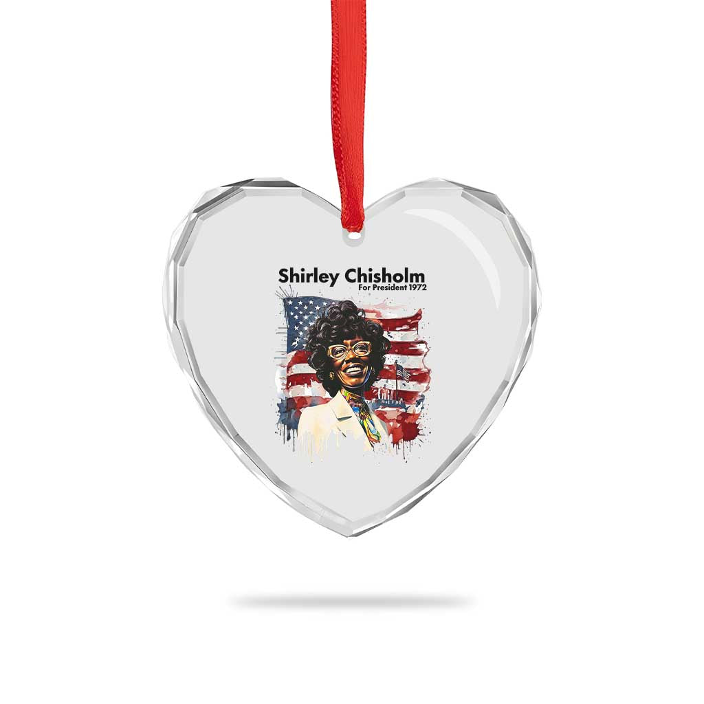 Shirley Chisholm For President 1972 With American Flag Heart Crystal Glass Ornament TS12 Print Your Wear
