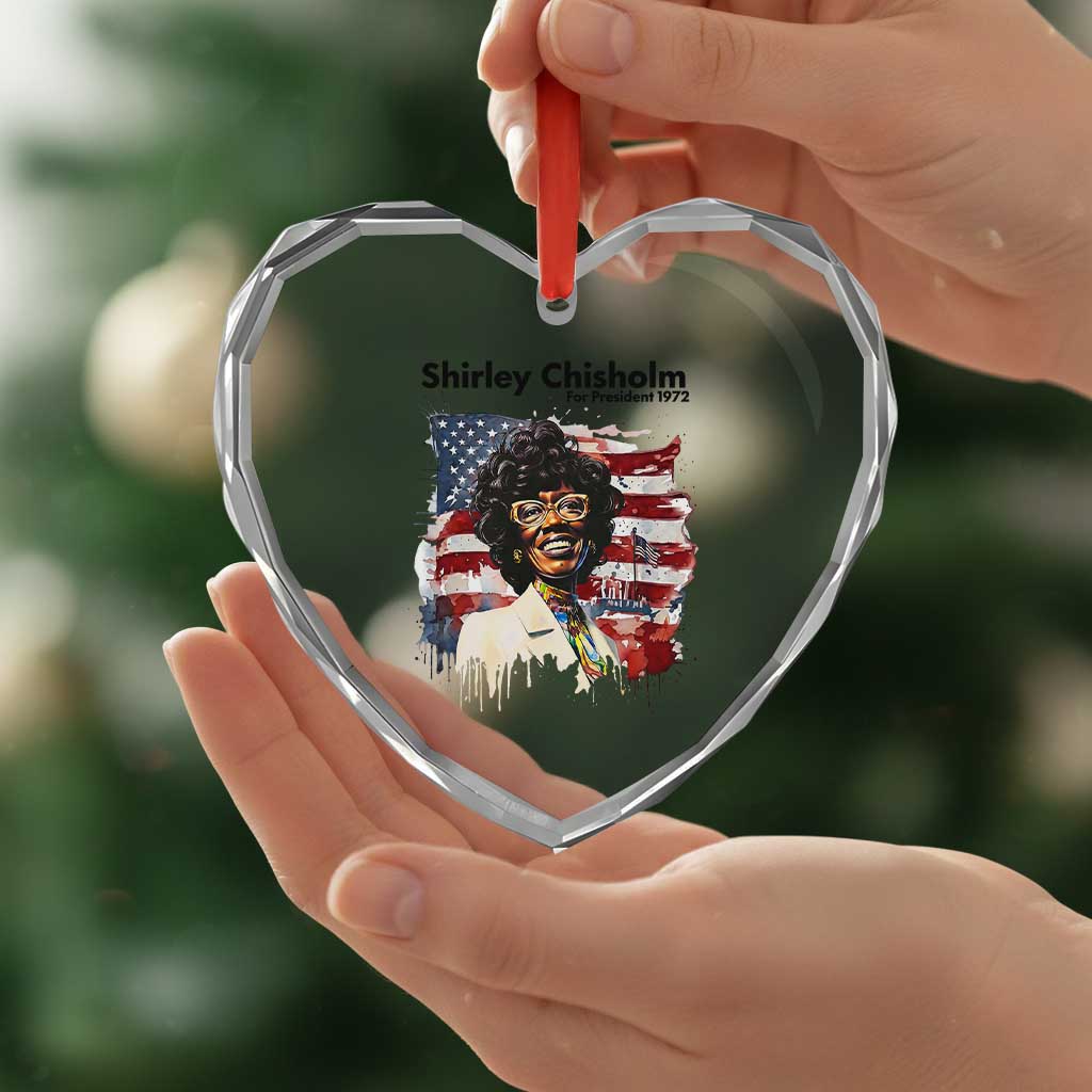 Shirley Chisholm For President 1972 With American Flag Heart Crystal Glass Ornament TS12 Print Your Wear