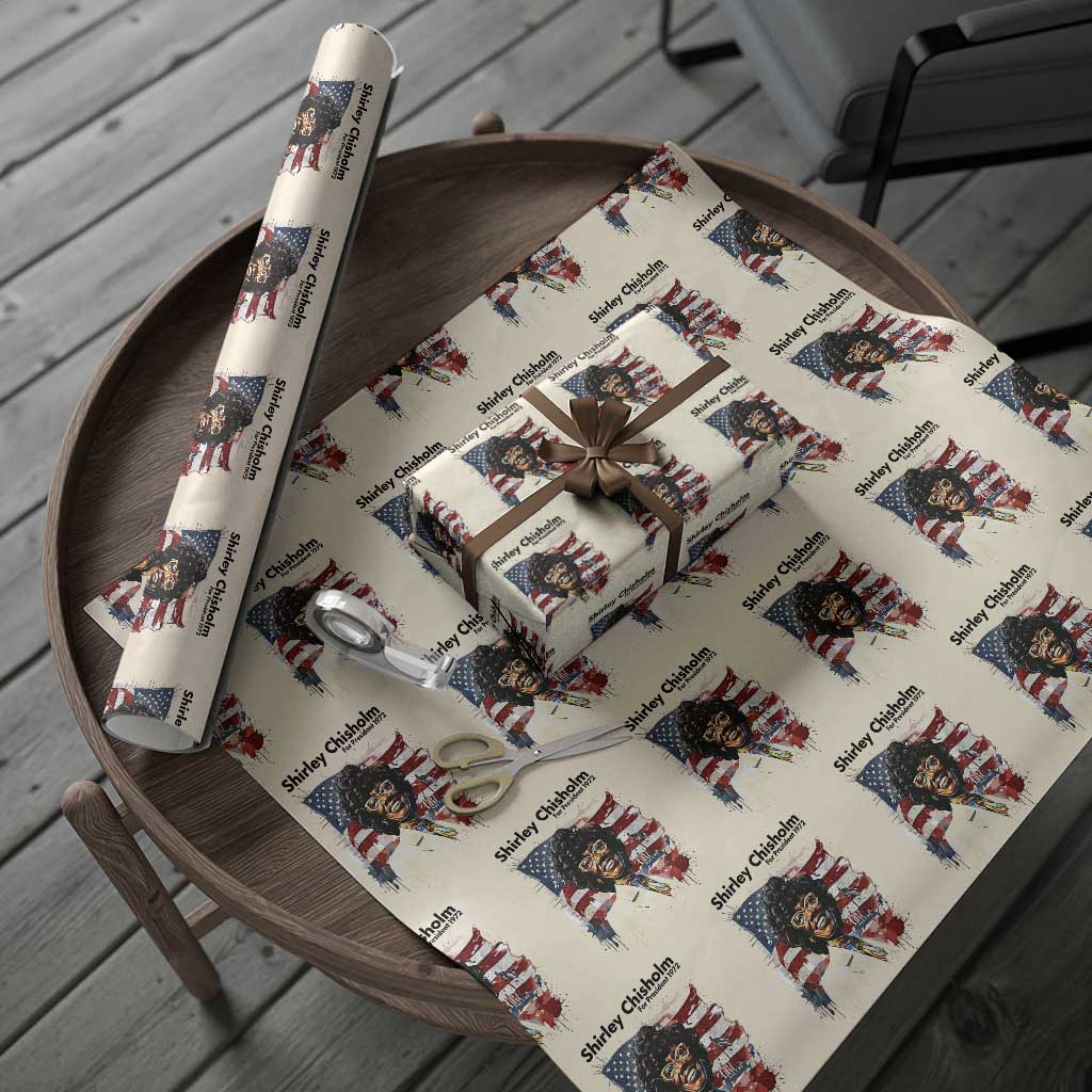 Shirley Chisholm For President 1972 With American Flag Wrapping Paper Roll TS12 Beige Print Your Wear