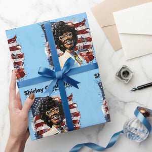 Shirley Chisholm For President 1972 With American Flag Wrapping Paper Roll TS12 Light Blue Print Your Wear