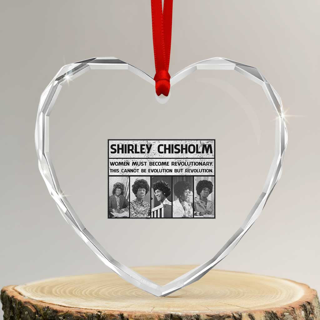 Shirley Chisholm Quote Heart Crystal Glass Ornament Women Must Become Revolutionary TS12 Transparent Glass 3'' Heart Print Your Wear