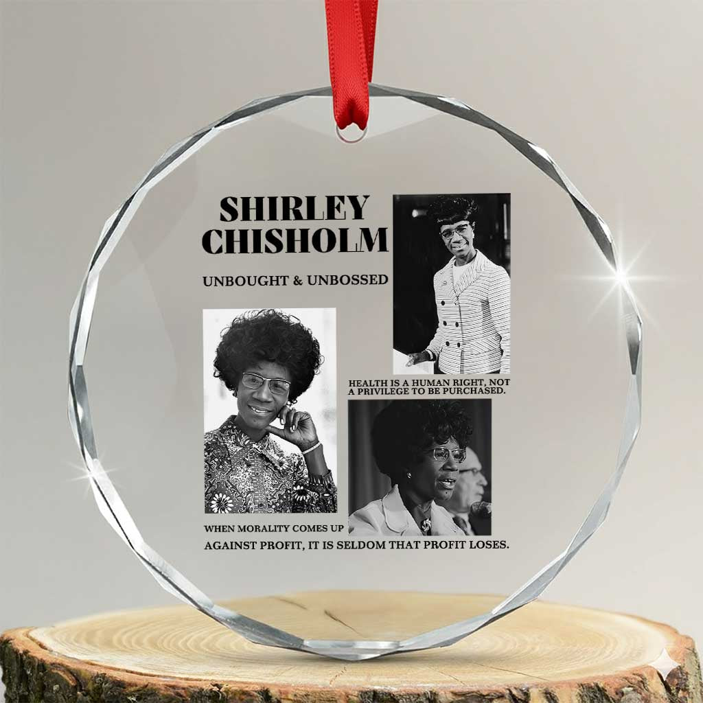 Shirley Chisholm Unbought And Unbossed Crystal Glass Ornament Vintage Feminist Poster TS12 Transparent Glass 3'' Circle Print Your Wear