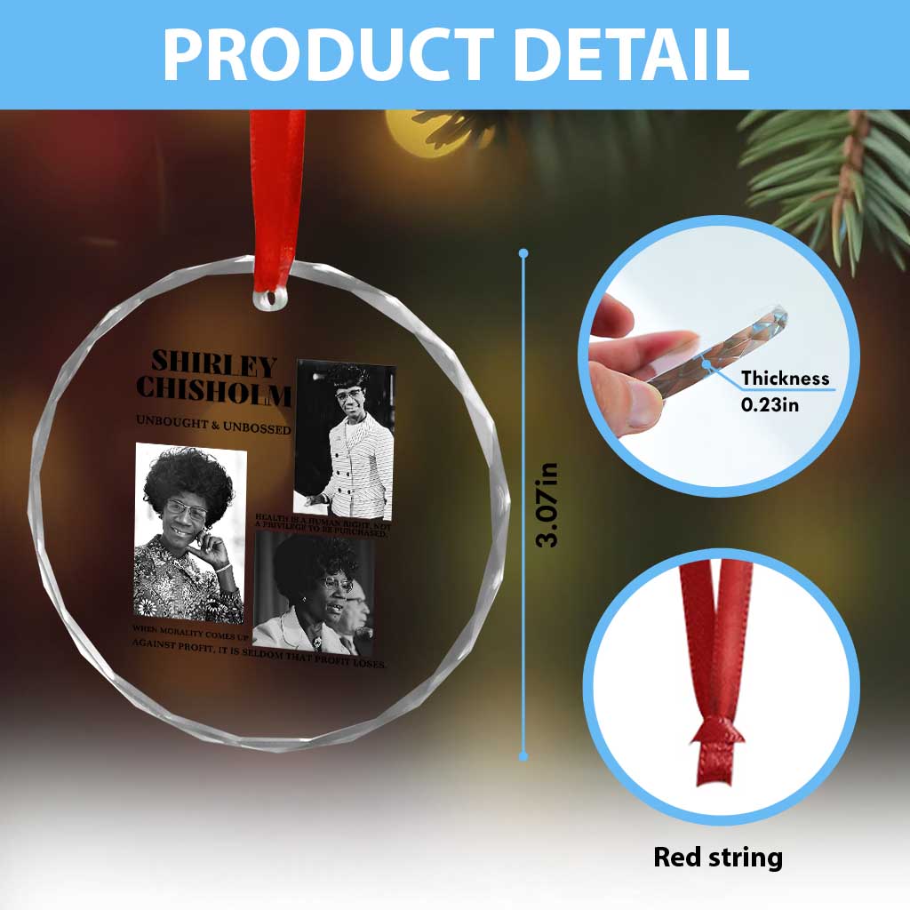 Shirley Chisholm Unbought And Unbossed Crystal Glass Ornament Vintage Feminist Poster TS12 Print Your Wear