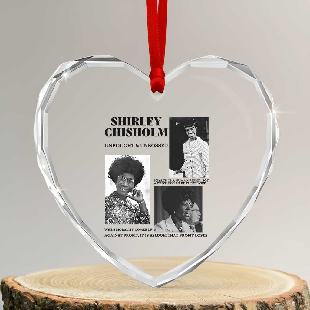 Shirley Chisholm Unbought And Unbossed Heart Crystal Glass Ornament Vintage Feminist Poster TS12 Transparent Glass 3'' Heart Print Your Wear