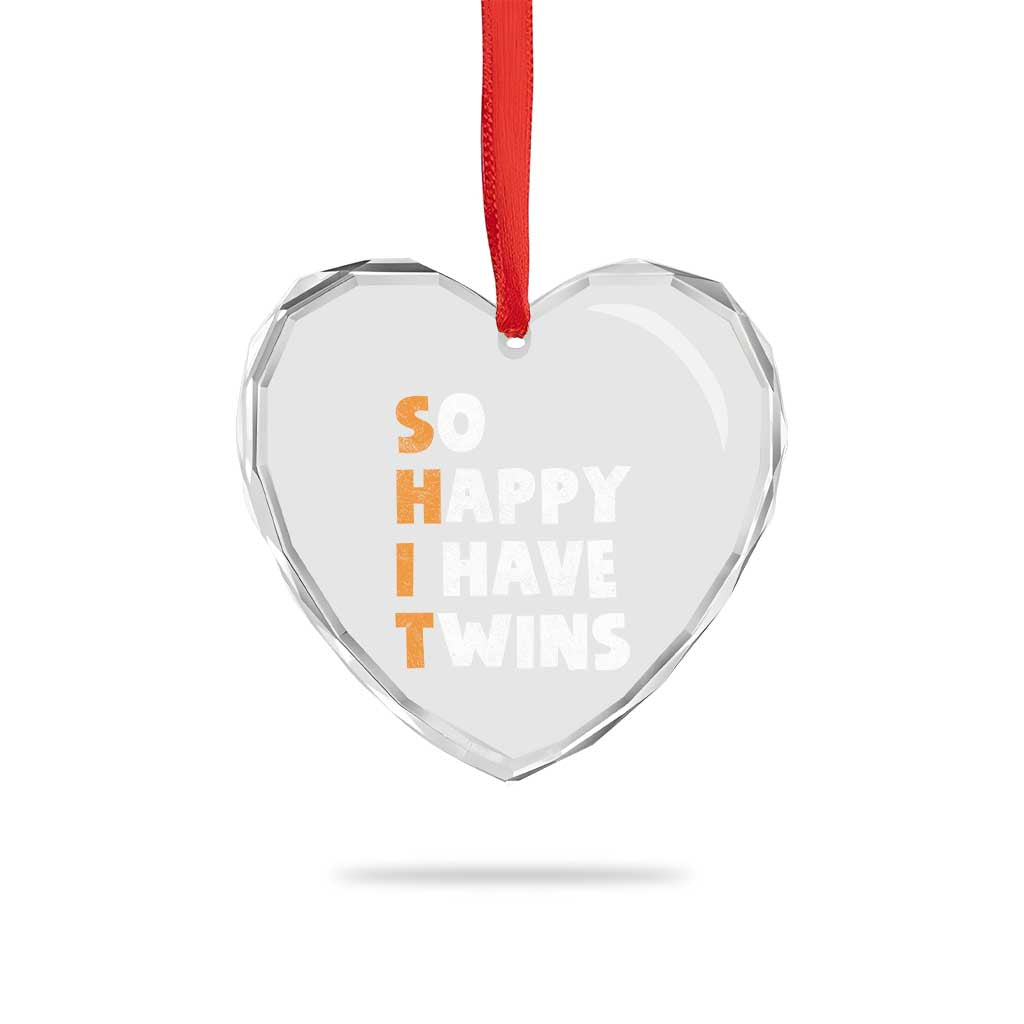 Shit So I Have Twins Heart Crystal Glass Ornament Funny Twin Dad Twin Mom TS11 Print Your Wear