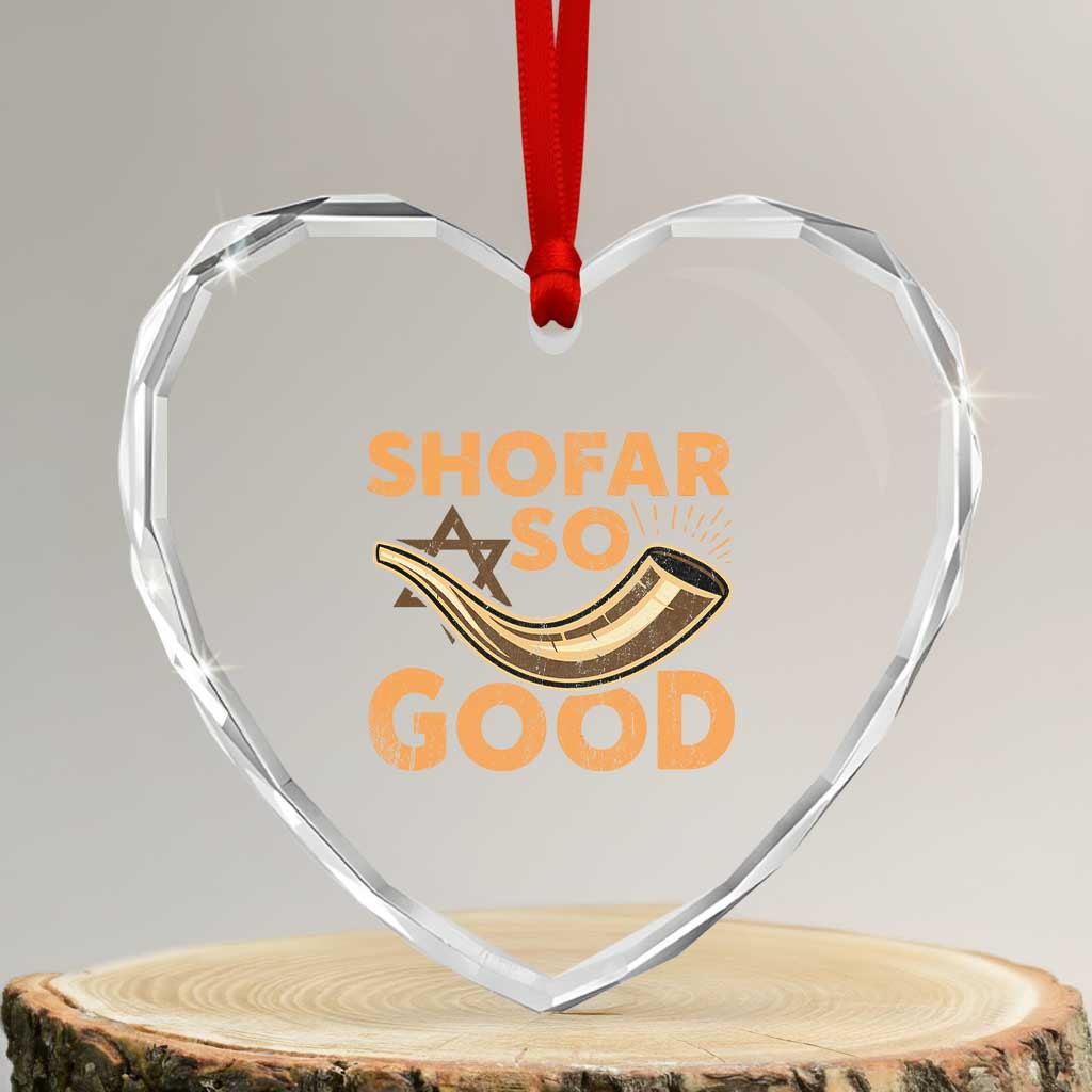 Shofar So Good Heart Crystal Glass Ornament Funny Rosh Hashanah Jewish Holiday Gift TS10 Transparent Glass 3'' Heart Print Your Wear