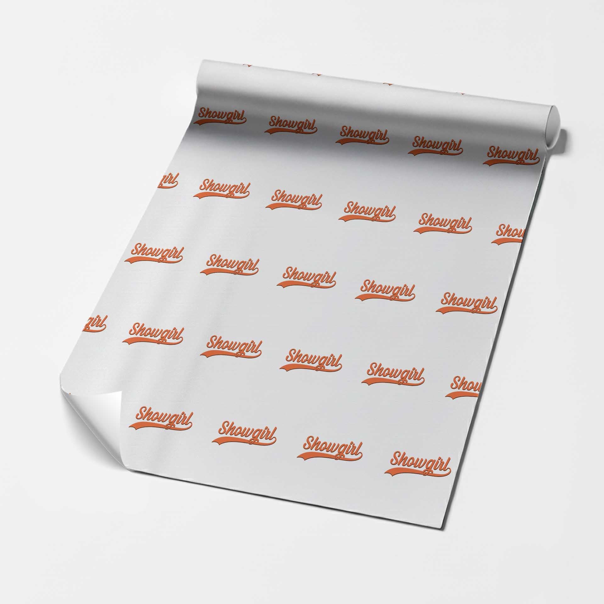 Showgirl Wrapping Paper Roll Varsity Script Vintage Sports Jersey Style TS10 White Print Your Wear