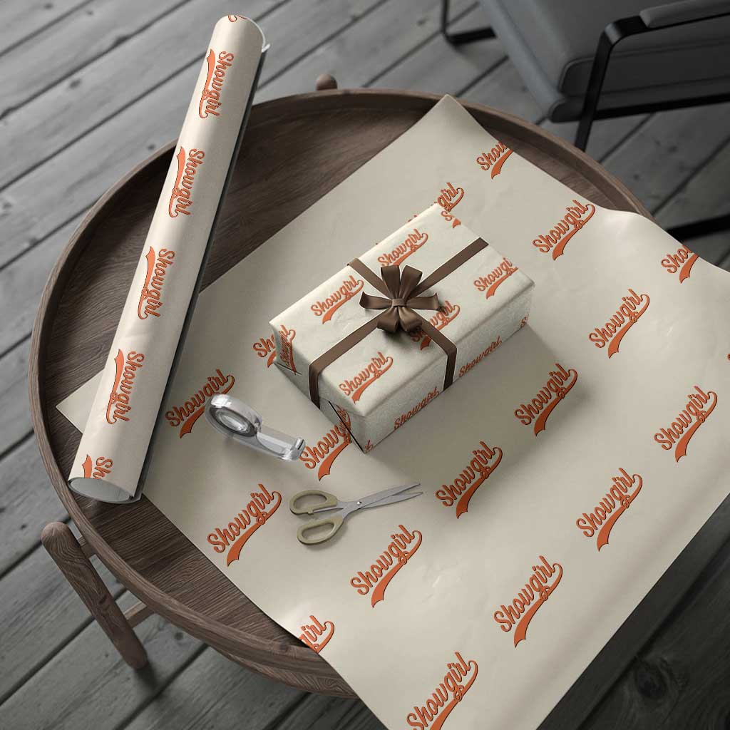 Showgirl Wrapping Paper Roll Varsity Script Vintage Sports Jersey Style TS10 Beige Print Your Wear