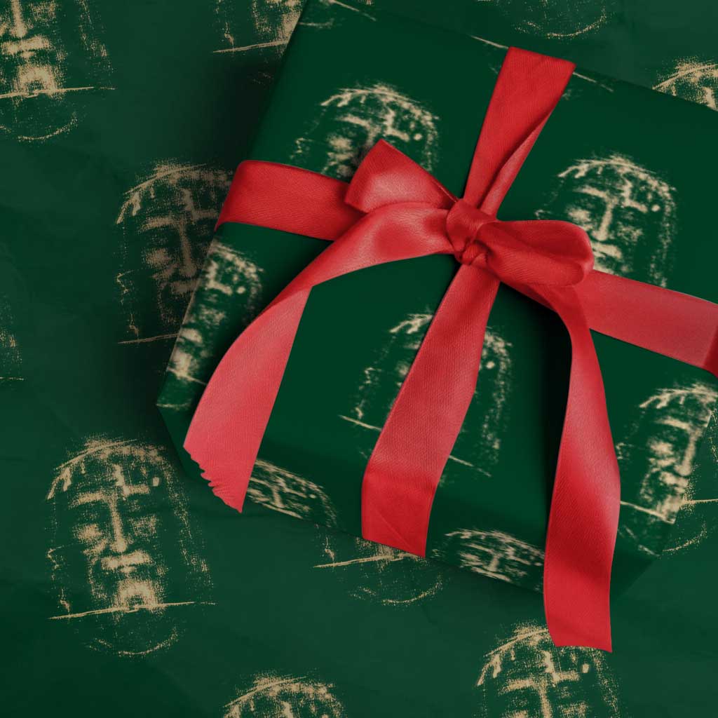 Shroud Of Turin Jesus Wrapping Paper Roll Jesus Christ Face Religious Catholic Christian Faith TS10 Green Print Your Wear
